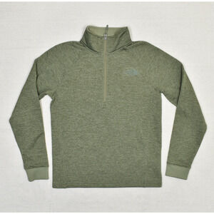 The North Face Men's 1/4 Zip Pullover Sweatshirt Solid Polyester Green Size S
